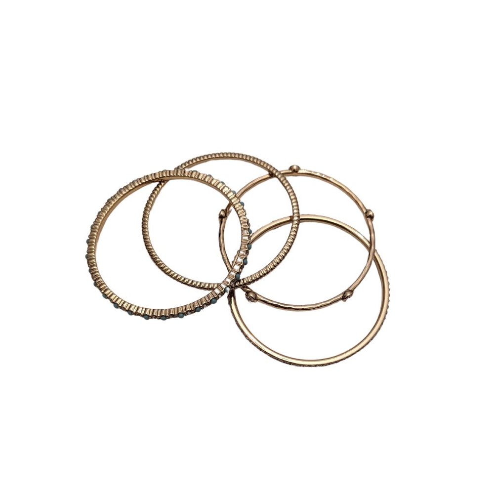 Premier Designs | Bands of Gold Bangles Set of 4 with Turquoise Assents